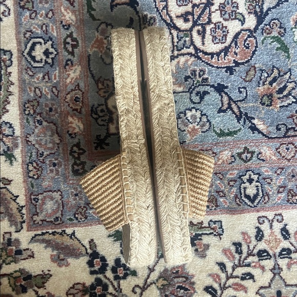 J. Crew Espadrille Platform woven raffia Slides sandals size 8 BH419 - Picture 5 of 10